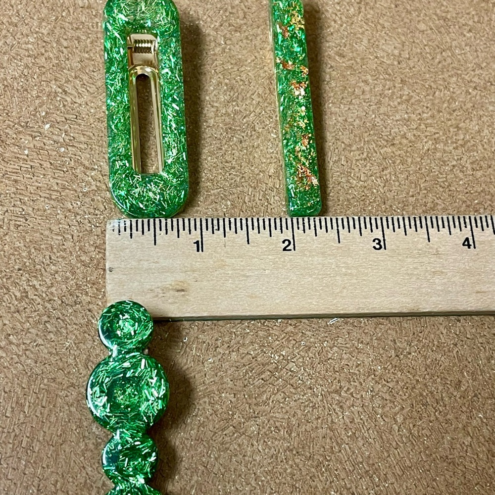 Glitter Green Aligator Hair Clip Set/3 - Picture 12 of 12